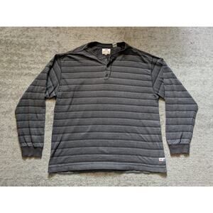 Vintage 90s Levi's Mens Henley Black Striped Long Sleeve Shirt XL - Made in USA